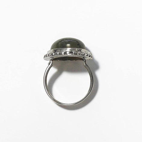 NATURAL Labradorite Ring, 925 Sterling Silver, Oval Green Stone Jewelry, Domed Oval Ring, Vintage Boho Antique Rope Design Gift