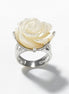 Rose Flower Ring, Sterling Silver, Hand Engraved stone, Mother of Pearl, Hand cut Rose Ring, Unique Floral Ring, Romantic Flower Ring, MOP