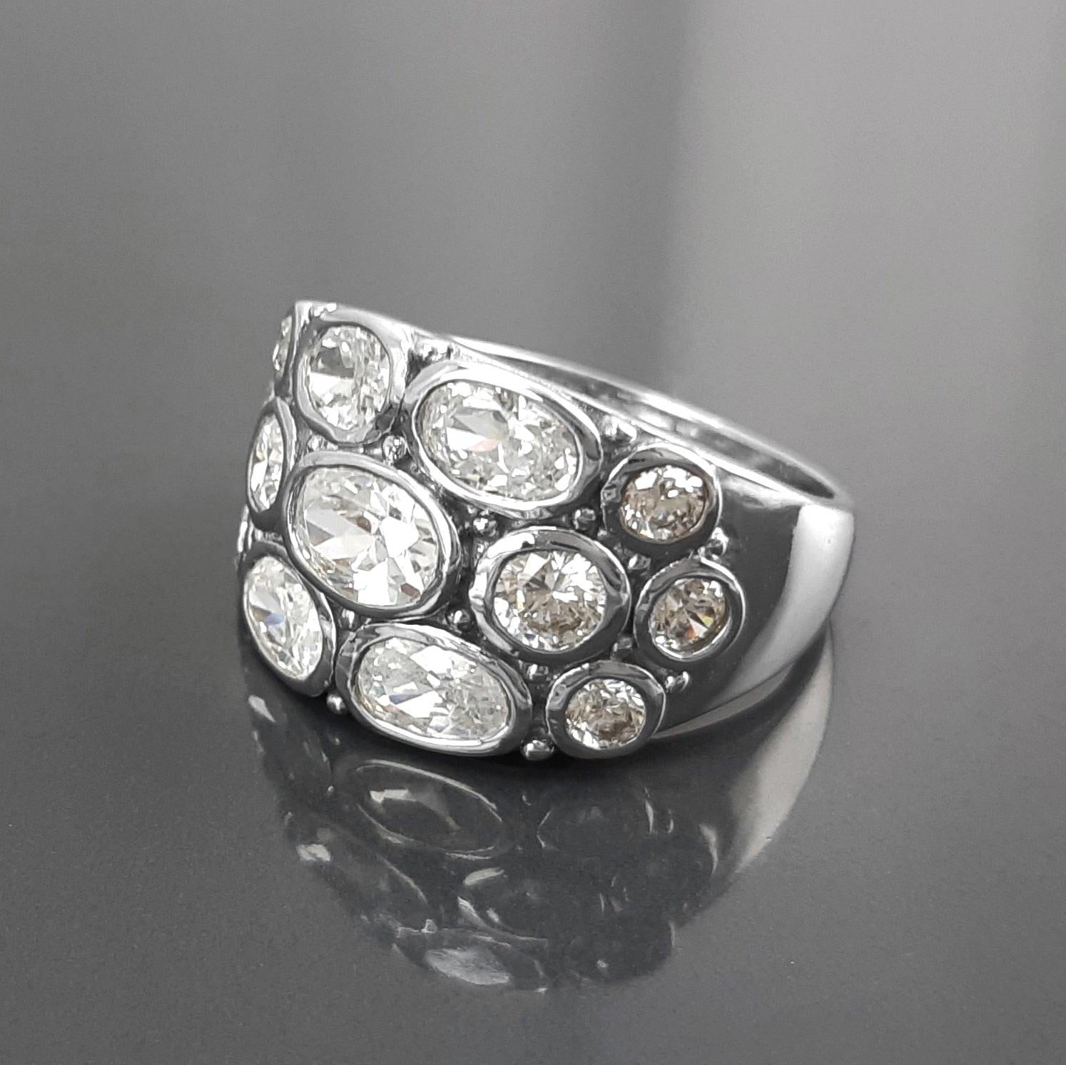 925 Bling Bling Sterling Silver Ring, Intricate and Unique Design Ring, White Clear Stone Cz Ring, Multiple Stones