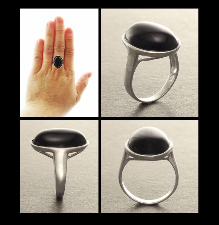 Onyx ring 925 sterling silver, natural black onyx gemstone, designer oval stone ring, modern minimalist, birthstone jewelry