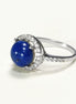 Blue Stone Ring 925 Sterling Silver, Lapis Lazuli Halo Ring, CZ Stones Broder, Natural Gemstone Jewelry
