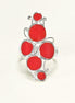 925 Modern Red Stone Ring, Sterling Silver Geometric jewelry, Circular Design Round Forms Ring.