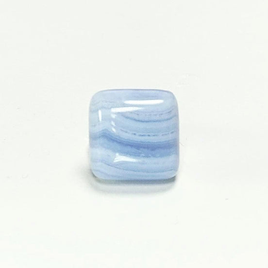 925 NATURAL Chalcedony Blue Square Ring Sterling Silver, Striped Stone, Modern Minimalist Geometric Lined Style, Designer Jewelry
