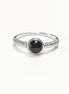 925 Round Onyx Ring, Sterling Silver, Black Onyx Gemstone, Small Domed Stone, Modern Ethnic Chic Braided Band Shank, Casual Style Jewelry