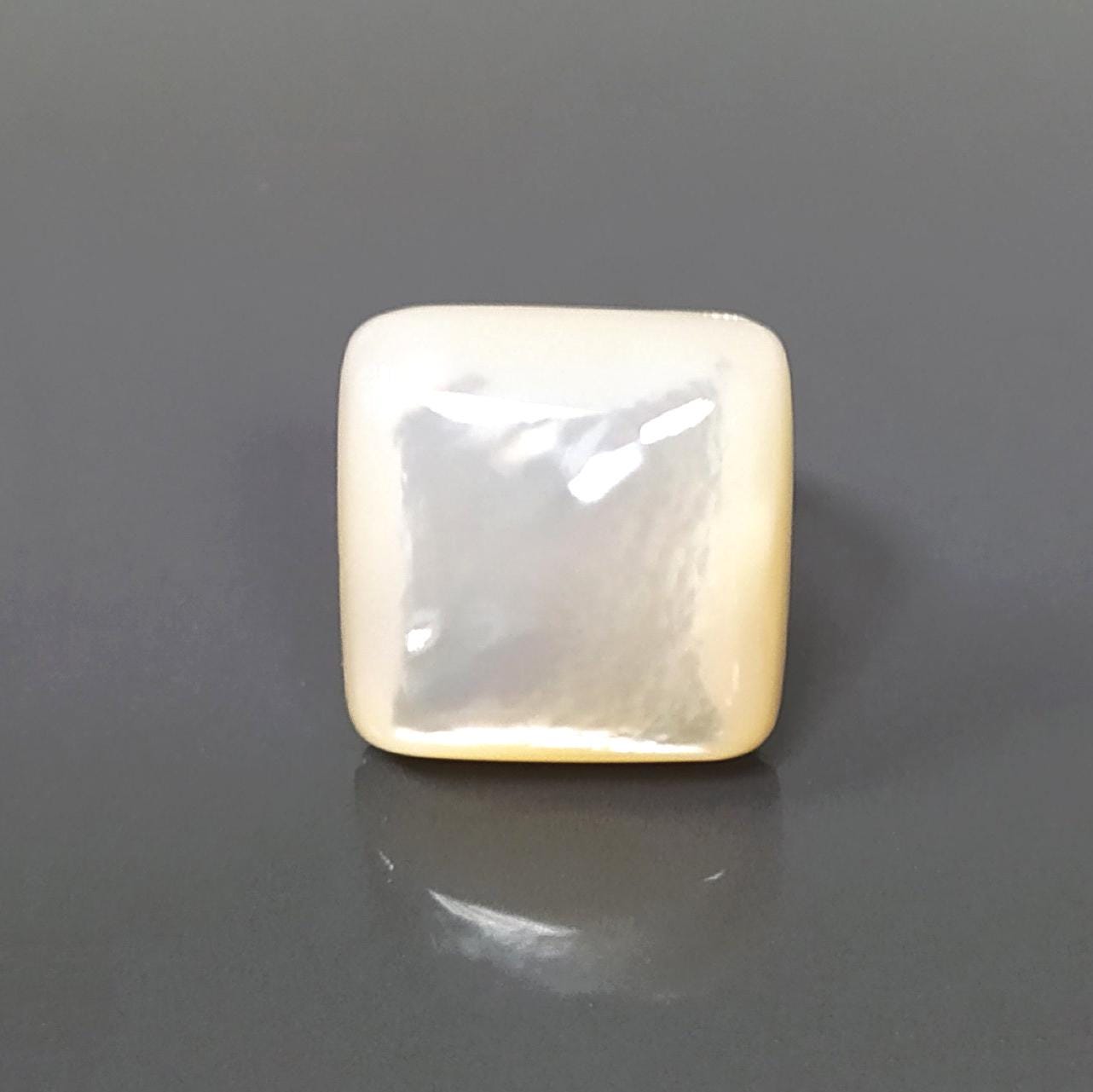 White Square Ring, Sterling Silver, Natural Mother of Pearl Shell, Designer Geometrical Foursquare Stone Jewelry, Statement Minimalist Ring