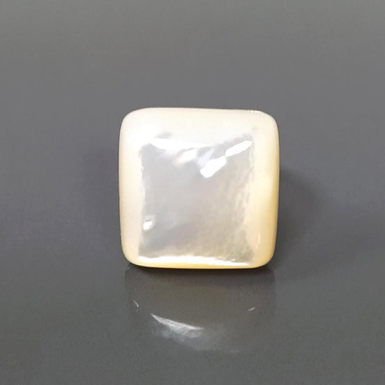White Square Ring, Sterling Silver, Natural Mother of Pearl Shell, Designer Geometrical Foursquare Stone Jewelry, Statement Minimalist Ring