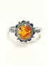 Genuine Amber Ring • Solid 925 Silver • Victorian Antique Style Jewelry • Natural Stone Gift