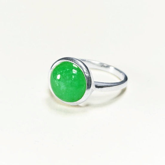 Genuine Green Jade Ring • 925 Sterling Silver • Lucky Talisman