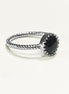 925 Black Round Ring , Sterling Silver, Genuine Black Onyx Domed Stone, Boho Braided Band Ring, Minimalist Everyday Style jewelry