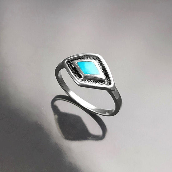 925 Turquoise Eye Ring, Sterling Silver, Blue Turquoise Stone, Spiritual Positive Energy Protection jewelry