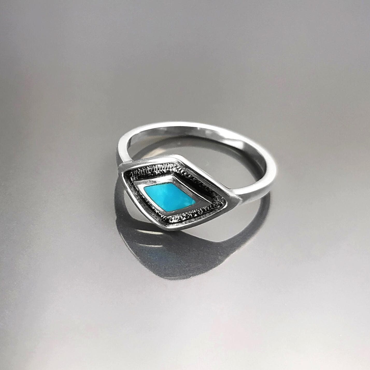 925 Turquoise Eye Ring, Sterling Silver, Blue Turquoise Stone, Spiritual Positive Energy Protection jewelry
