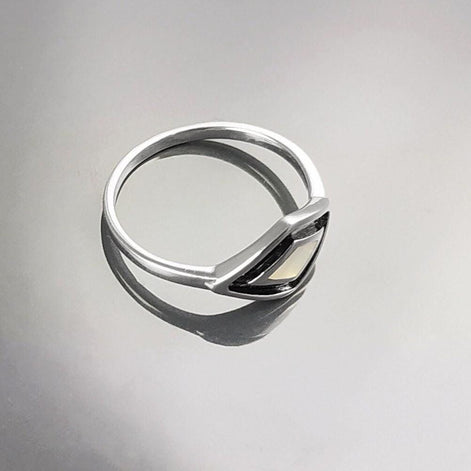 925 White Eye Ring, Sterling Silver, MOP Shell, Spiritual Positive Energy Shaman Protection Stone jewelry, Medicine Man Tribal Symbol