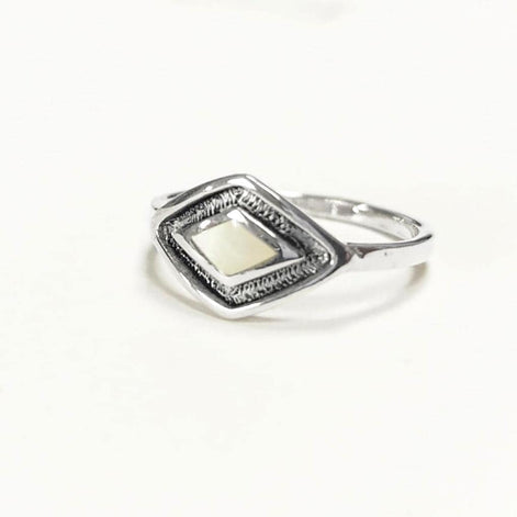925 White Eye Ring, Sterling Silver, MOP Shell, Spiritual Positive Energy Shaman Protection Stone jewelry, Medicine Man Tribal Symbol