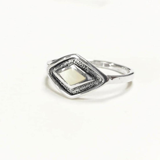 925 White Eye Ring, Sterling Silver, MOP Shell, Spiritual Positive Energy Shaman Protection Stone jewelry, Medicine Man Tribal Symbol