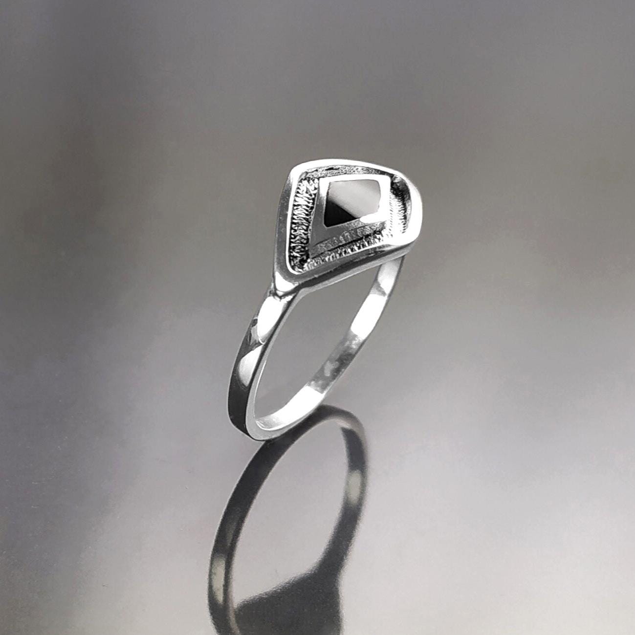 Black Shaman Eye Ring, Sterling Silver, Onyx Stone, Spiritual Positive Energy Protection jewelry, Native American Medicine Man Tribal Symbol