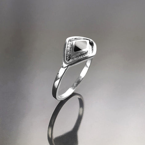 Black Shaman Eye Ring, Sterling Silver, Onyx Stone, Spiritual Positive Energy Protection jewelry, Native American Medicine Man Tribal Symbol