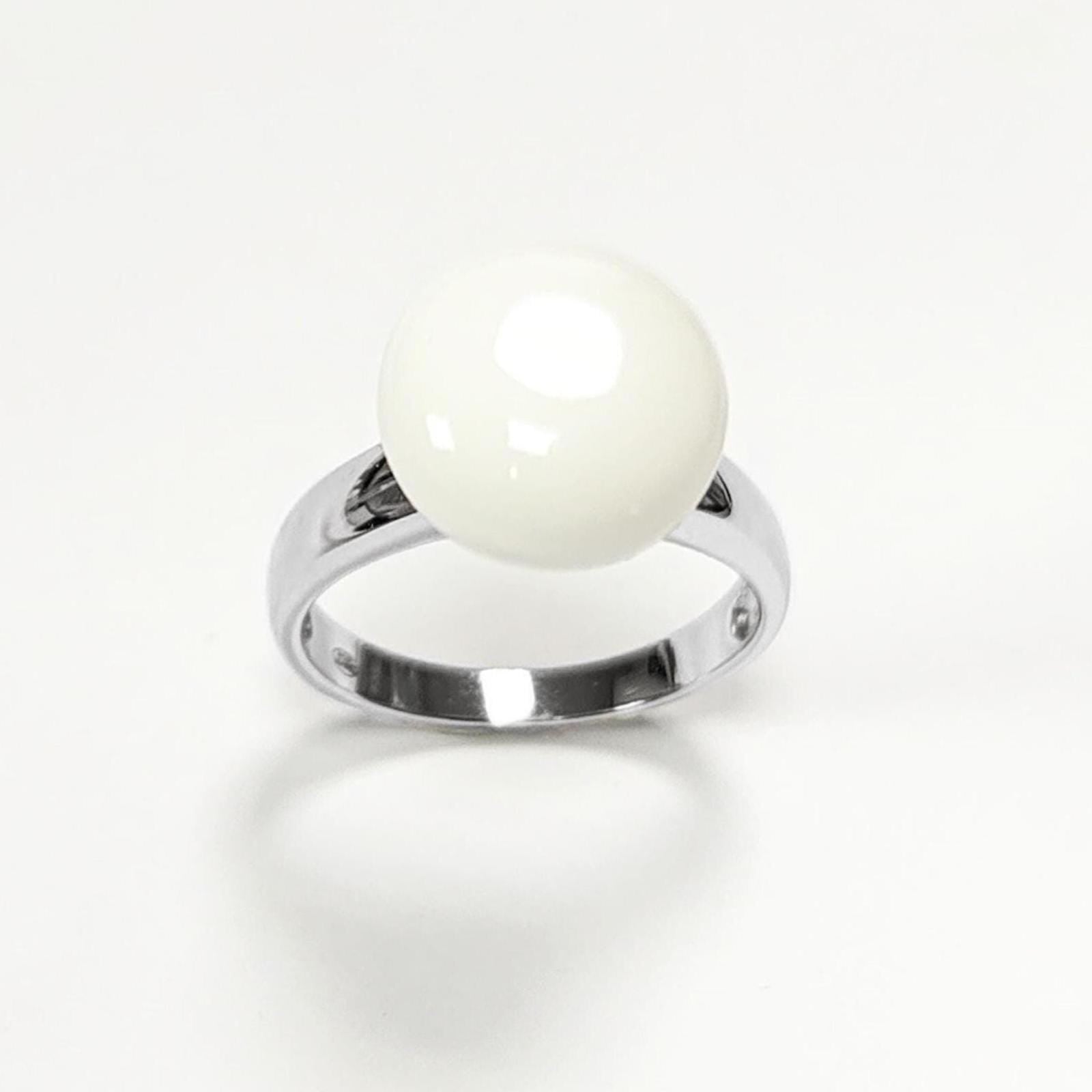 925 White Agate Ring Sterling Silver, Genuine 10mm White Agate Stone, Design Jewelry, Round White Stone, UNISEX Vintage Style Ring