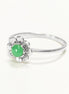 925 Jade Ring, sterling silver, natural green jade stone ring, dainty round flower ring, Pinky nature floral ring
