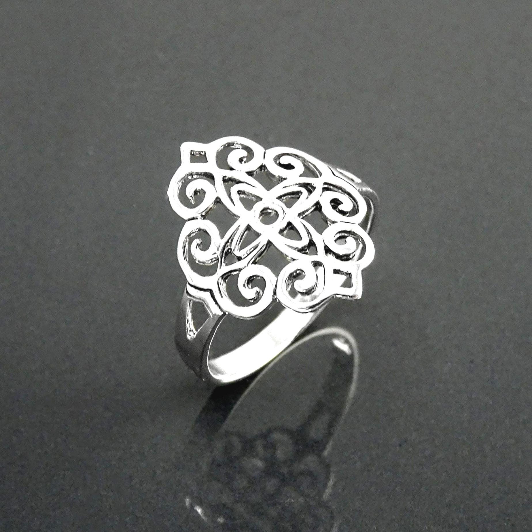 Mandala Flower of Life Ring • 925 Sterling Silver • Spiritual Yoga Jewelry, Zen Vintage Style Ring, Filigree Silver Ring