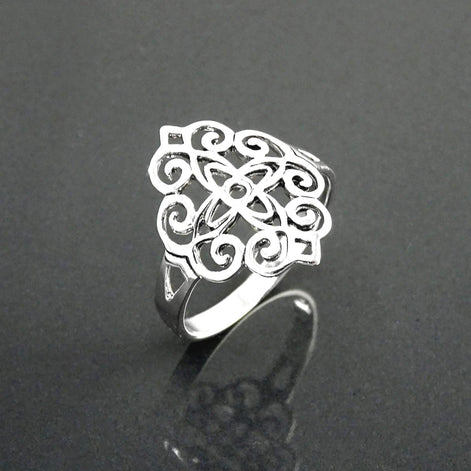 Mandala Flower of Life Ring • 925 Sterling Silver • Spiritual Yoga Jewelry, Zen Vintage Style Ring, Filigree Silver Ring
