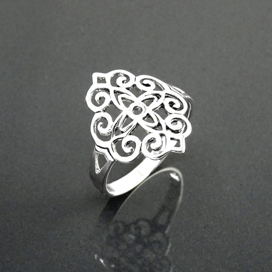 Mandala Flower of Life Ring • 925 Sterling Silver • Spiritual Yoga Jewelry, Zen Vintage Style Ring, Filigree Silver Ring