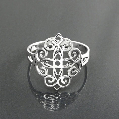 Mandala Flower of Life Ring • 925 Sterling Silver • Spiritual Yoga Jewelry, Zen Vintage Style Ring, Filigree Silver Ring