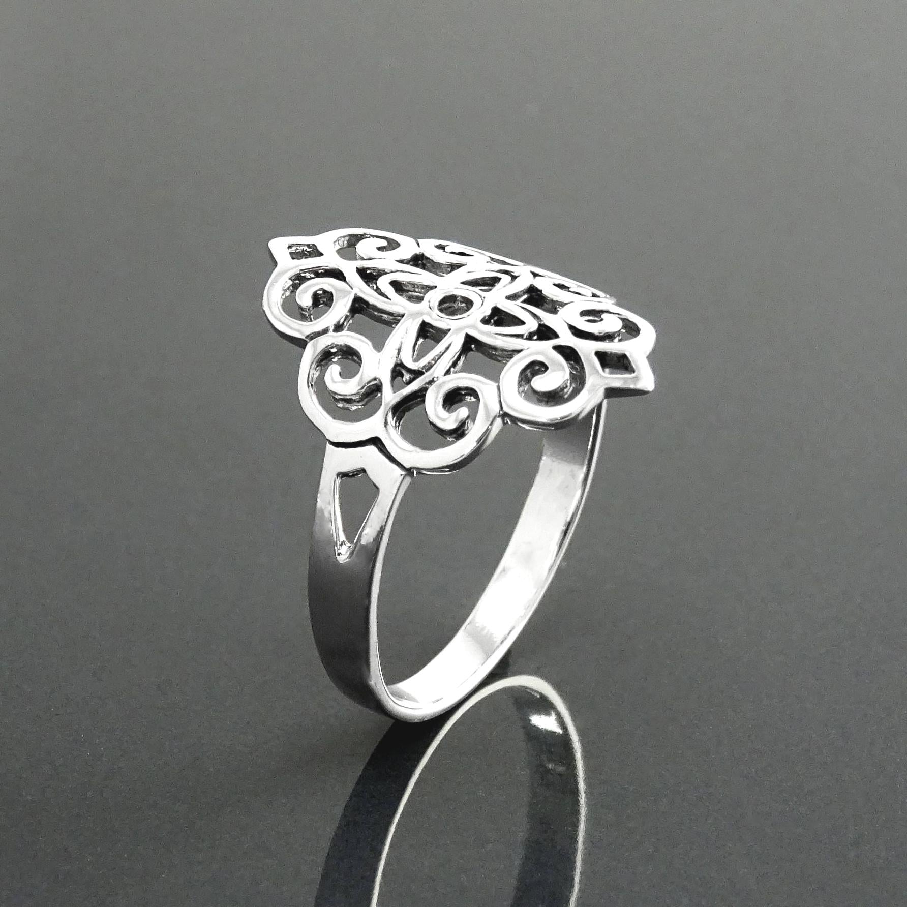 Mandala Flower of Life Ring • 925 Sterling Silver • Spiritual Yoga Jewelry, Zen Vintage Style Ring, Filigree Silver Ring