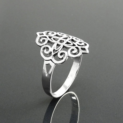 Mandala Flower of Life Ring • 925 Sterling Silver • Spiritual Yoga Jewelry, Zen Vintage Style Ring, Filigree Silver Ring