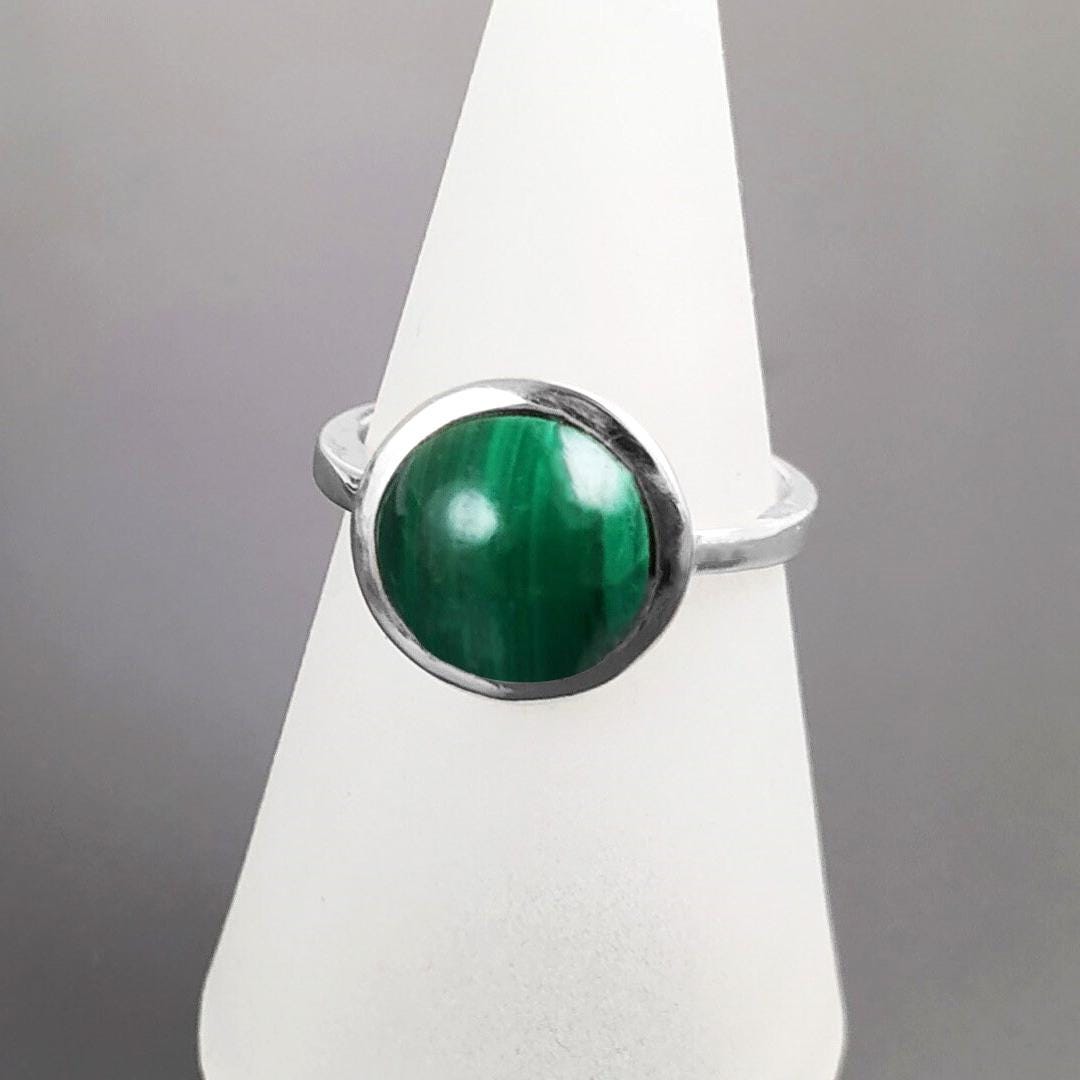 Genuine Malachite Ring 925 Sterling Silver • Natural Protection Stone, Malachite is a stone of strength, power, afterlife, and stresless