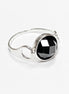 925 Black Diamond cz Ring • Sterling Silver Open Shank Ring • domed dark Stone Jewelry • Chic Modern Gift Zirconia
