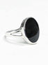 925 Oval Black Ring, Sterling Silver Ring Flat Oval Stone, Genuine Onyx Gemstone, Small Everyday Ring, Modern Ring, Minimalist Ring