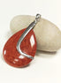 925 Red Oval Pendant, Sterling Silver, Big Enhanced Red Coral, Modern Teardrop Red Stone Jewelry, Bold Statement Red Necklace