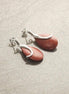 Red Coral Earrings, dyed gorgon Earrings Oval Red Modern Sterling Silver Earrings Teardrop Dangle Earrings party evening cocktail