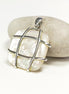 Square Shell Pendant, Sterling Silver, GENUINE MOP Mother of Pearl, Statement Modern Geometric White Stone Necklace, Original Lace Jewelry