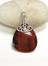 925 Sterling Silver Filigree Tiger Eye Pendant, Brown Stone Teardrop Pendant, Antique Vintage Design Jewelry,
