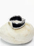 Black Waves Ring, Sterling Silver, Black Onyx Stone Jewelry, Modern Geometric Bypass Curved Comma Wave Design, Inlay Stones