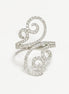 925 Art Deco Sterling Silver Spirals Ring, Bypass CZ Stones, XS Size Ring