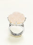 Rose Ring Sterling Silver 925, engraved stone, NATURAL Rose Quartz Gemstone jewelry, Rose flower, Floral design, Birthstone Ring