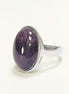 Oval Amethyst Sterling Silver Ring, Modern Minimalist Gemstone Jewelry
