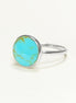Blue Turquoise Ring, Silver 925, Small Round flat Stone, Geometric Simple Turquoise Jewelry, Dainty Modern Stacking Minimalist Ring