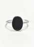 Oval Black Ring, Sterling Silver Ring, Ring with Flat Oval Stone, Genuine Onyx Gemstone, Small Everyday Ring, Modern Ring, Minimalist Ring