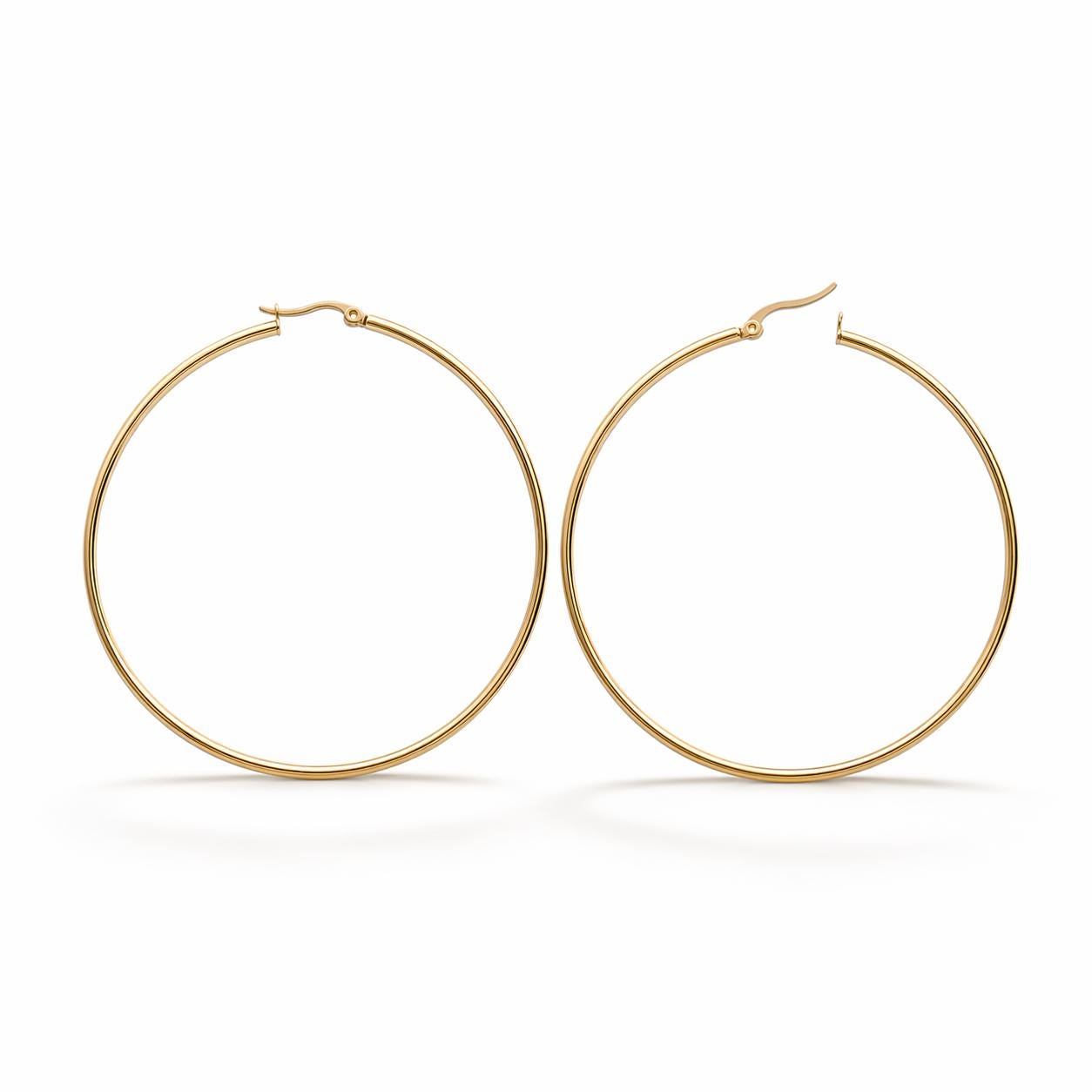 Grandes créoles dorées • Boucles d'oreilles anneaux classiques minimalistes • Bijoux pour femme • Disponibles en différentes tailles