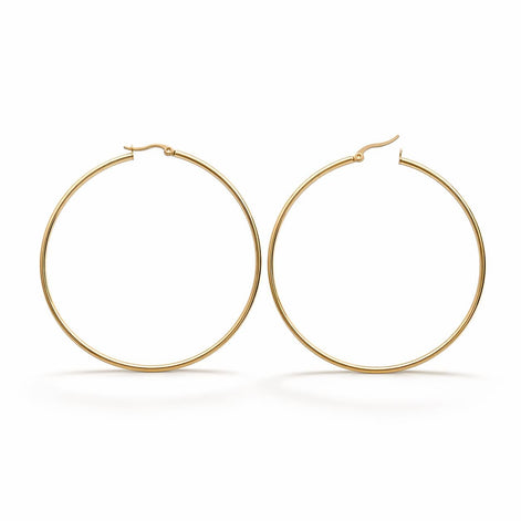 Grandes créoles dorées • Boucles d'oreilles anneaux classiques minimalistes • Bijoux pour femme • Disponibles en différentes tailles