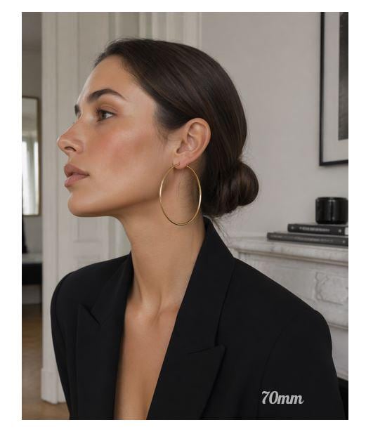 Grandes créoles dorées • Boucles d'oreilles anneaux classiques minimalistes • Bijoux pour femme • Disponibles en différentes tailles