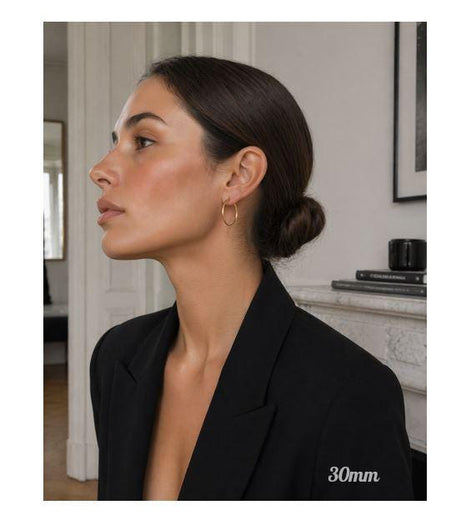 Grandes créoles dorées • Boucles d'oreilles anneaux classiques minimalistes • Bijoux pour femme • Disponibles en différentes tailles