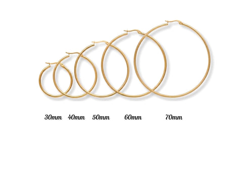 Grandes créoles dorées • Boucles d'oreilles anneaux classiques minimalistes • Bijoux pour femme • Disponibles en différentes tailles