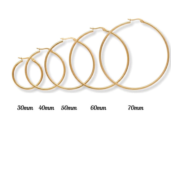 Grandes créoles dorées • Boucles d'oreilles anneaux classiques minimalistes • Bijoux pour femme • Disponibles en différentes tailles