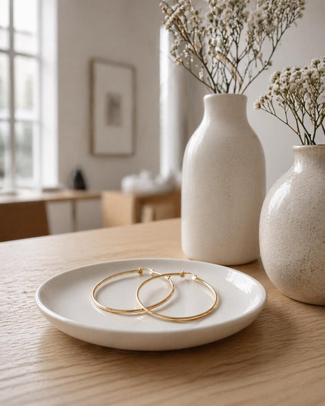 Grandes créoles dorées • Boucles d'oreilles anneaux classiques minimalistes • Bijoux pour femme • Disponibles en différentes tailles
