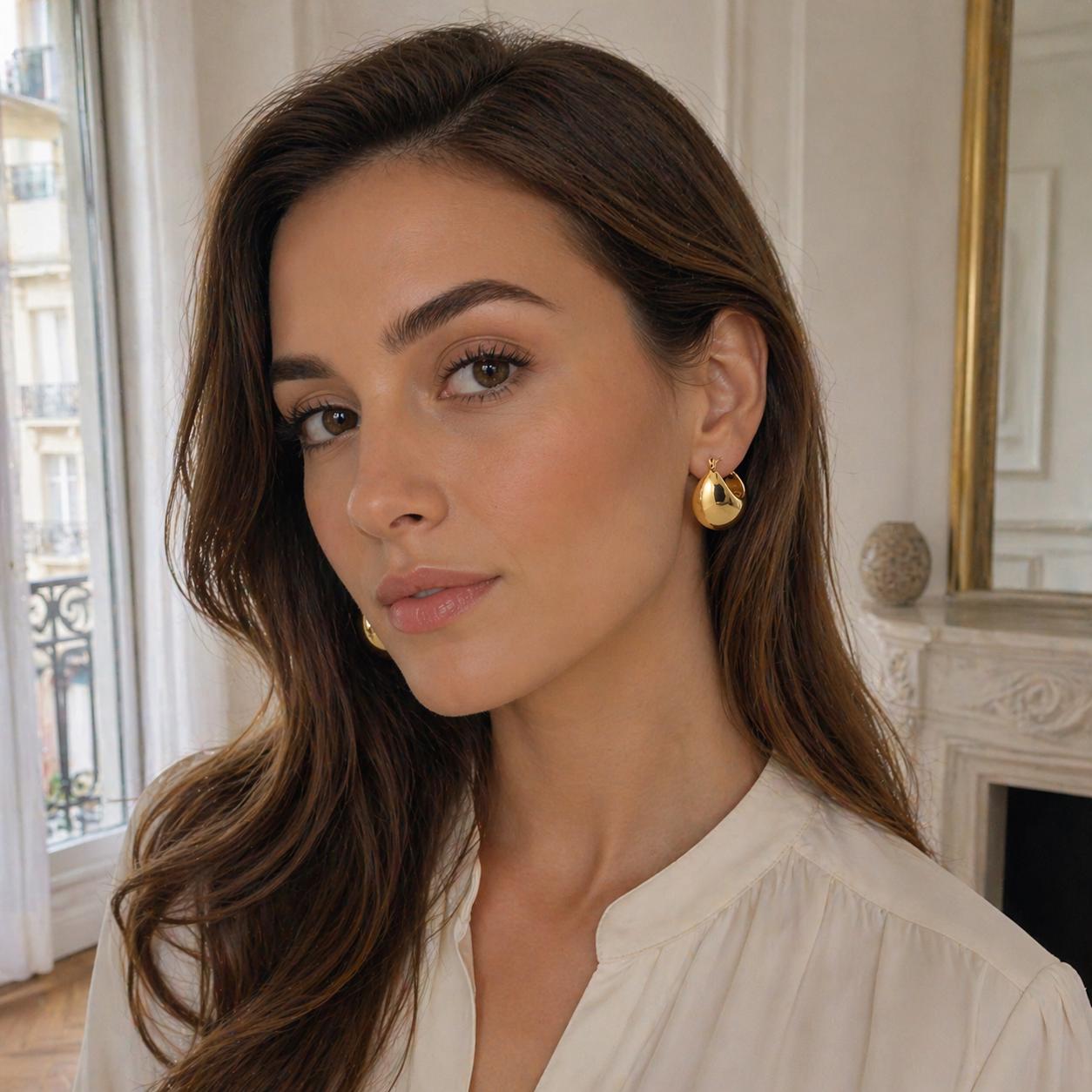 Créoles chunky épaisses dorées • Boucles d'oreilles imposantes anneaux larges • Bijou contemporain pour femme