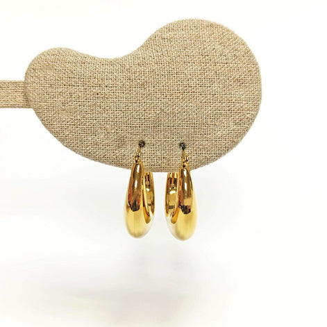 Créoles chunky croissant • Doré Or Fin 18K • Boucles d'oreilles grand anneaux épais • Bijou contemporain pour femme